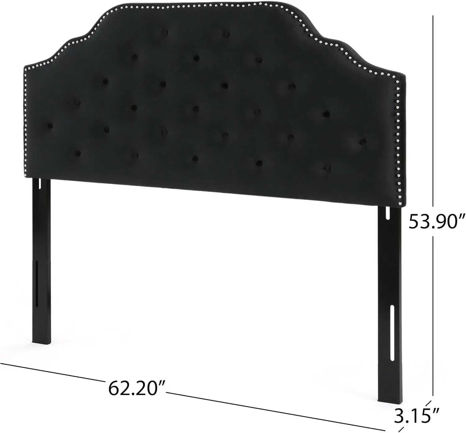 Contemporary Black Velvet Headboard with Button Tufted Design from PriceLows™