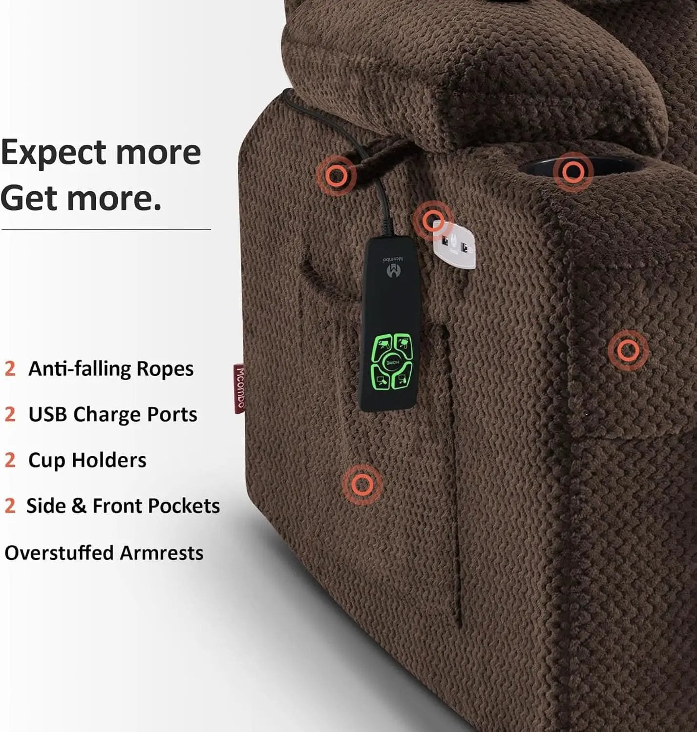 Large Power Lift Recliner With Massage And USB Ports from PriceLows™