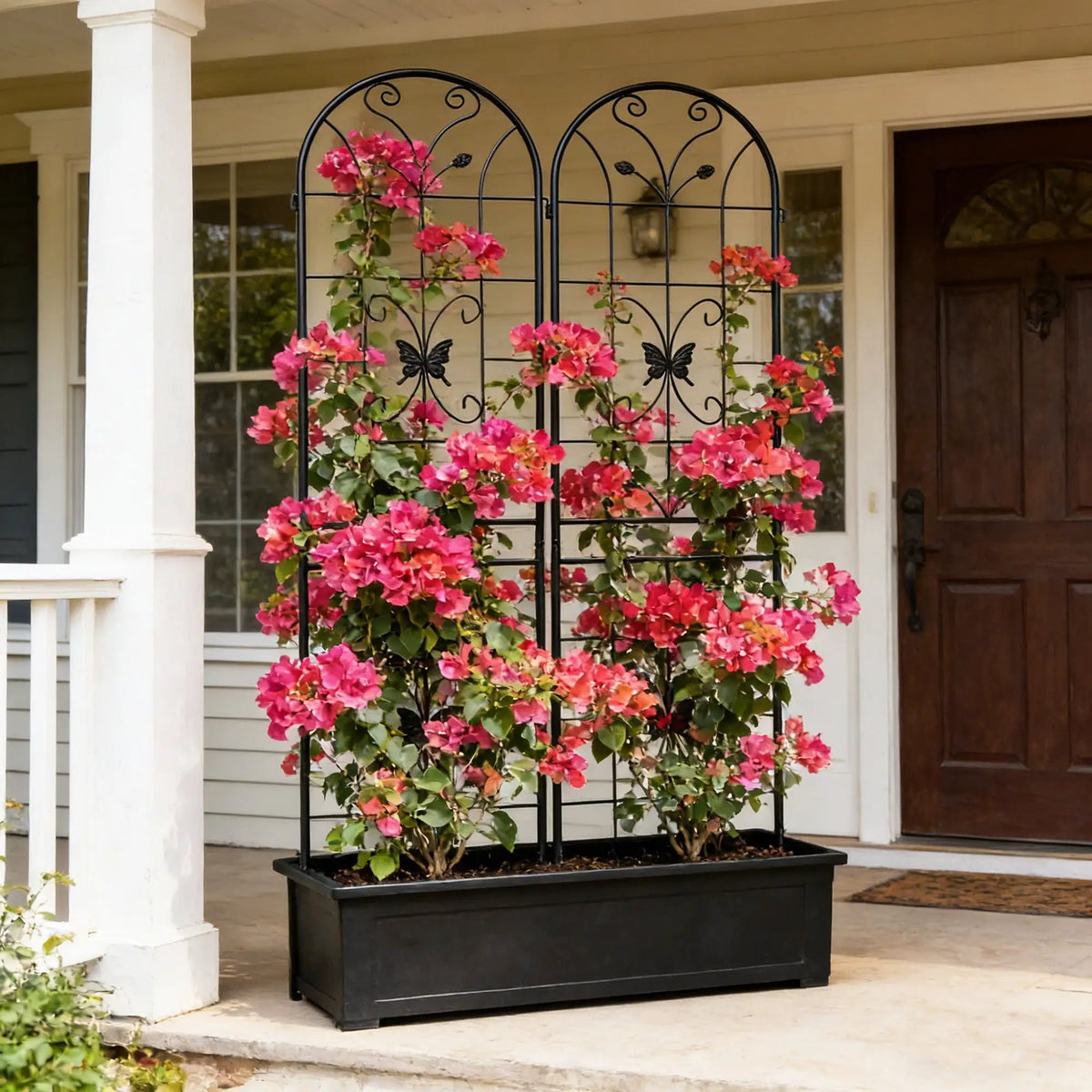 Garden Metal Trellis | Rustproof | Extendable 80 Inch Width | Galvanized Powder-Coated Pipe