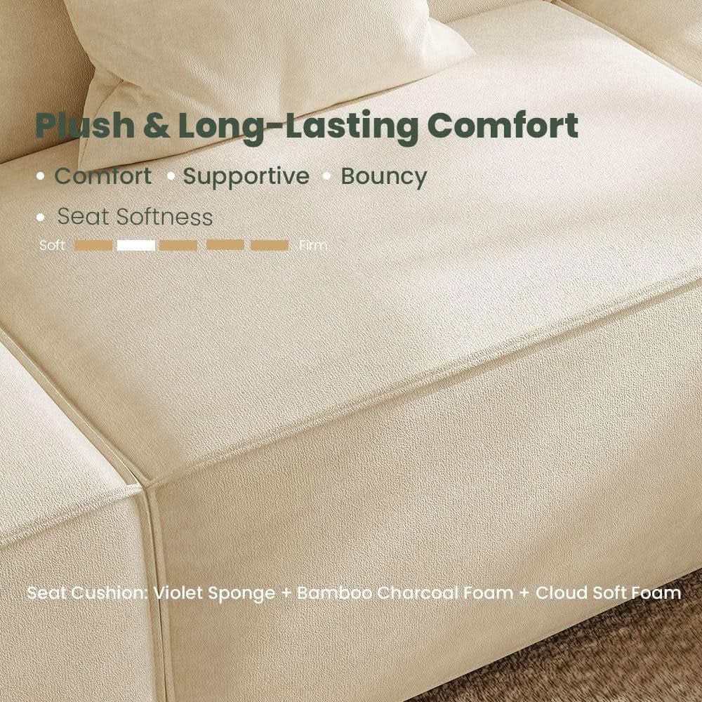 Modular Sectional Sofa With Velvet Beige Finish Recliner Compact Layout from PriceLows™