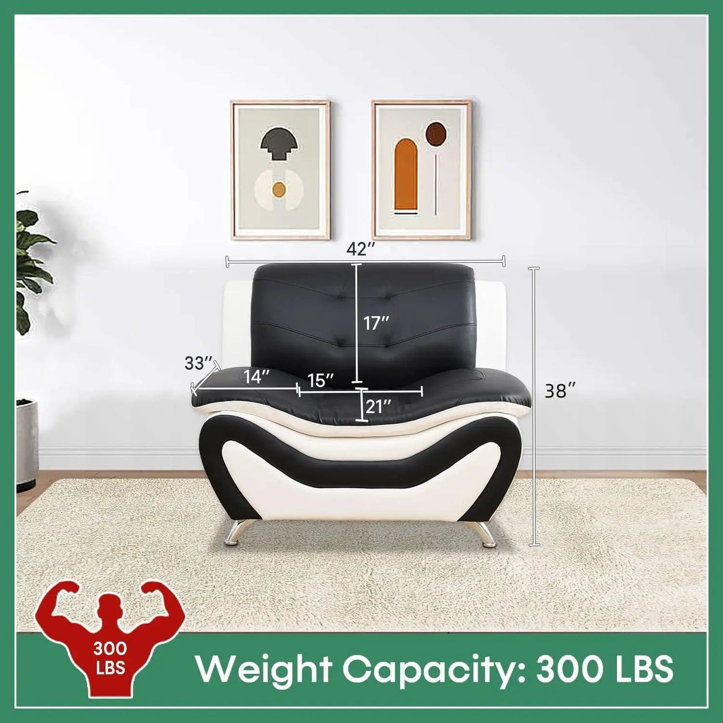 Leather Sofa Set 3 Piece Living Room Furniture In Black And White from PriceLows™