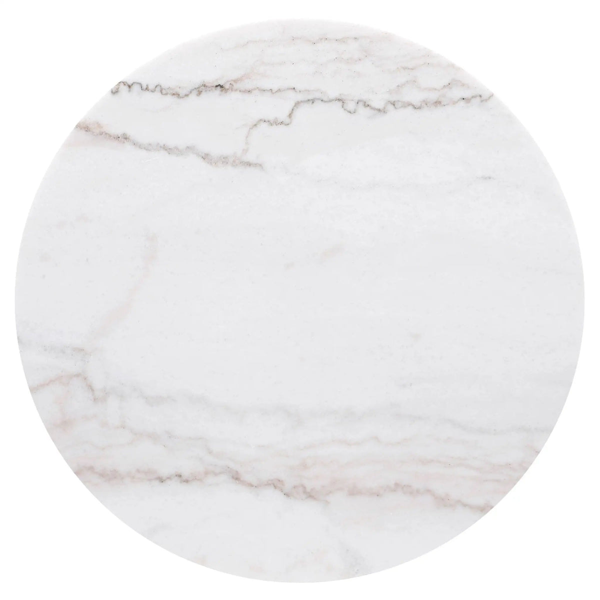 Jason Round White Marble Top Side End Table | 22 x 22 x 24.25 in | Engineered Wood & Marble | Charcoal