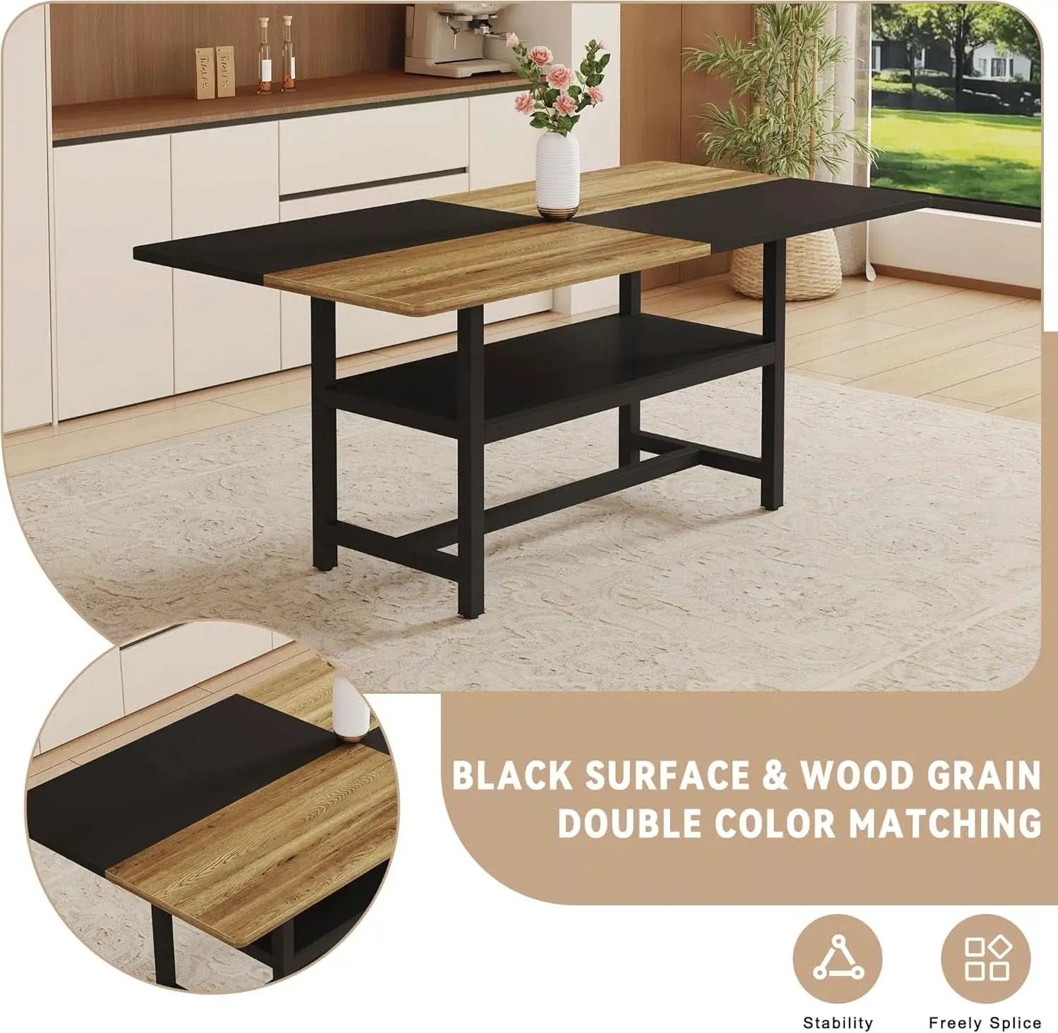 71 Inch Weathered Brown Premium Rustic Dining Table Set from PriceLows™