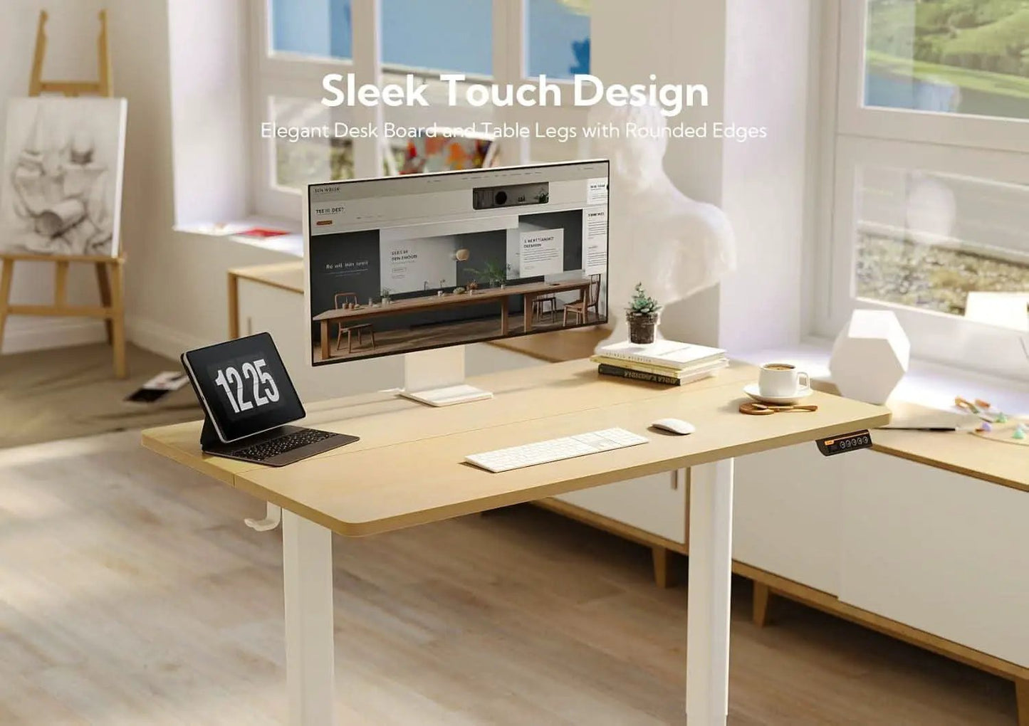 Electric Standing Desk 48X24 Inches White Height Adjustable from PriceLows™