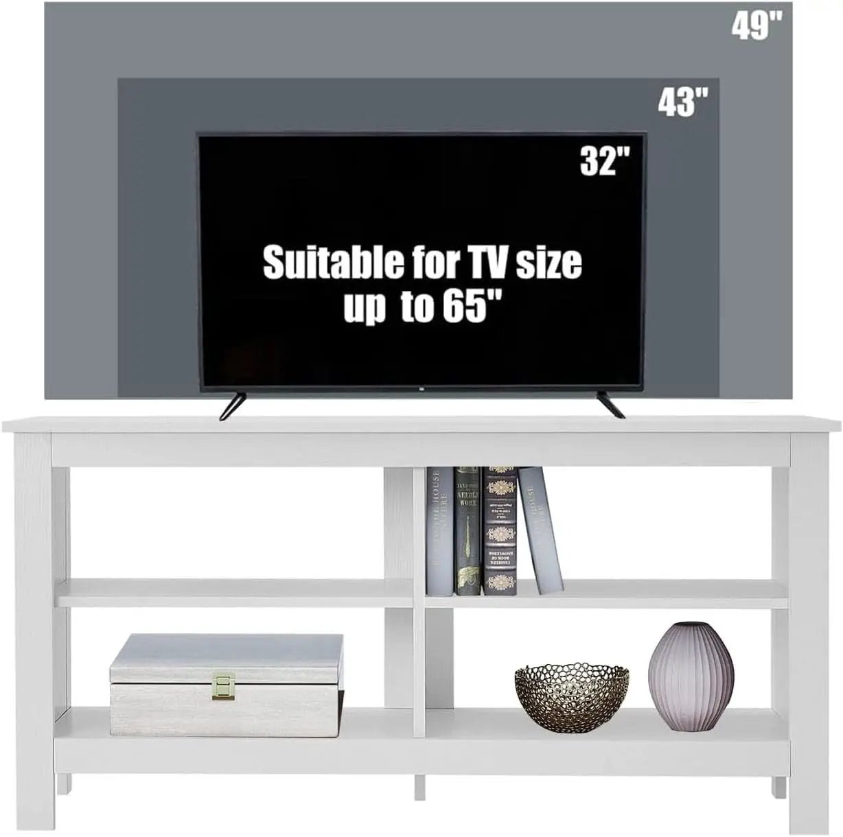 43 Inch White Mid Century Modern TV Stand For 50 Inch TVs from PriceLows™