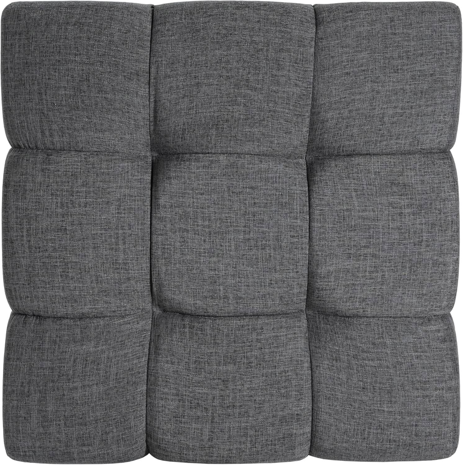 Modern Gray Fabric Ottoman With Walnut Finish WoodFrame from PriceLows™