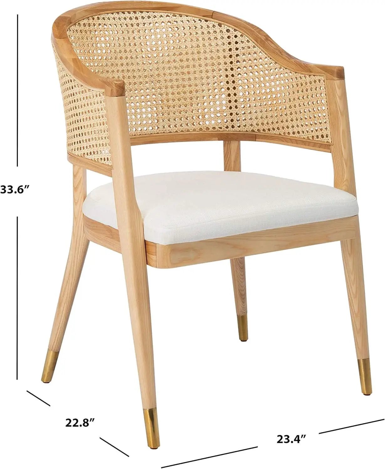 Natural Rattan Accent Chair with Brass Caps Fully Assembled from PriceLows™