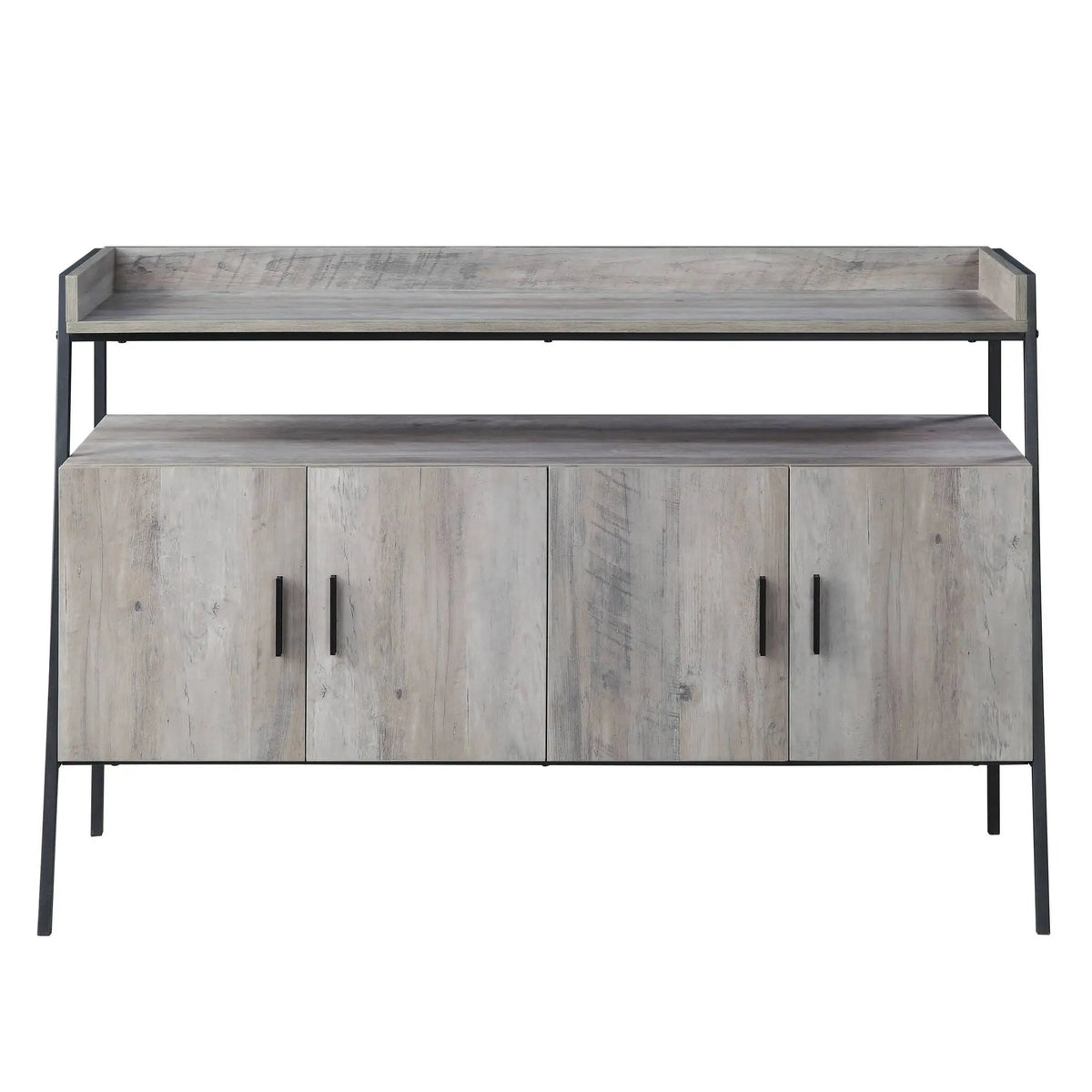 Samiya TV Stand | Gray Oak And Black Finish | Composite Wood Metal And MDF | 52 Inch Width
