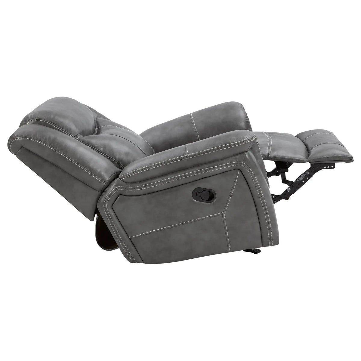Encino Upholstered Padded Arm Glider Recliner Glider Chair | 42 x 41 x 40 in | Leather & Fabric | Gray