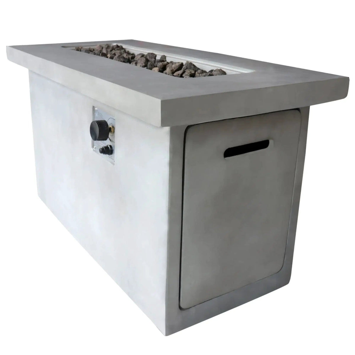 Propane / Gas Outdoor Fire Pit Table Durable Construction | 2 Pieces | Concrete & Stainless Steel | Outdoor Living