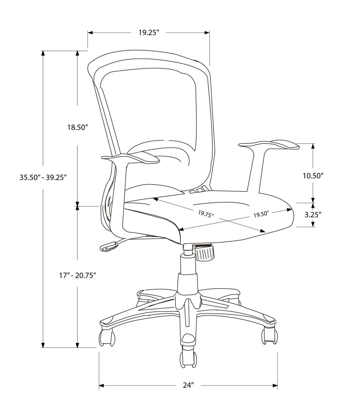 Mesh Office Chair | Black Mid-Back Design | Wide Curved Backrest | Black 5-Star Base