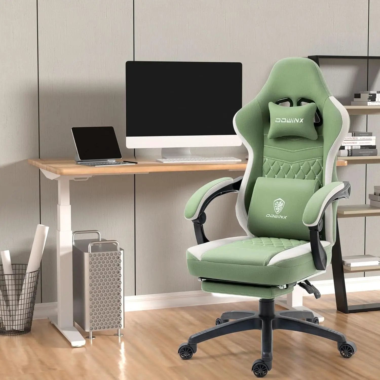 Gaming Chair With Pocket Spring Cushion And Footrest Green from PriceLows™