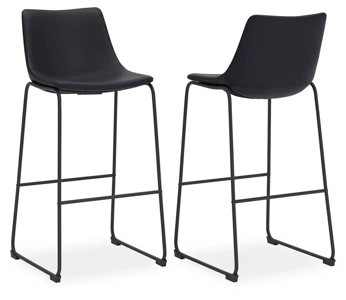 Centiar Upholstered Barstool | Set Of 2 | Contoured Bucket Seat | Tubular Metal Base