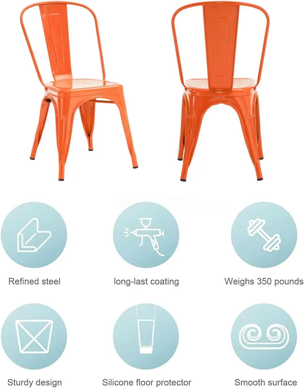 Tolix Style Metal Dining Chair 18 Inch Stackable Outdoor from PriceLows™