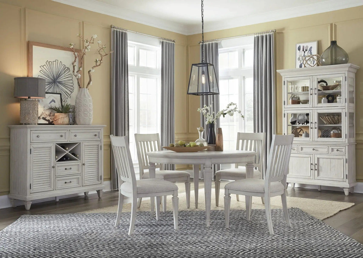 Newport Server | 18 x 54 x 44 in | Glass & Veneer | Alabaster