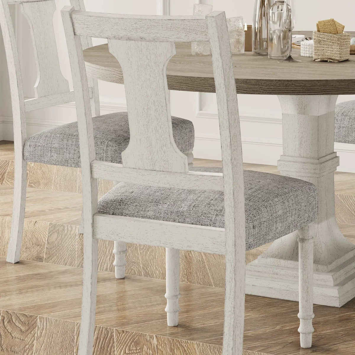 Tannen Dining Side Chairs | Set Of 2 | White And Gray | Dining Area