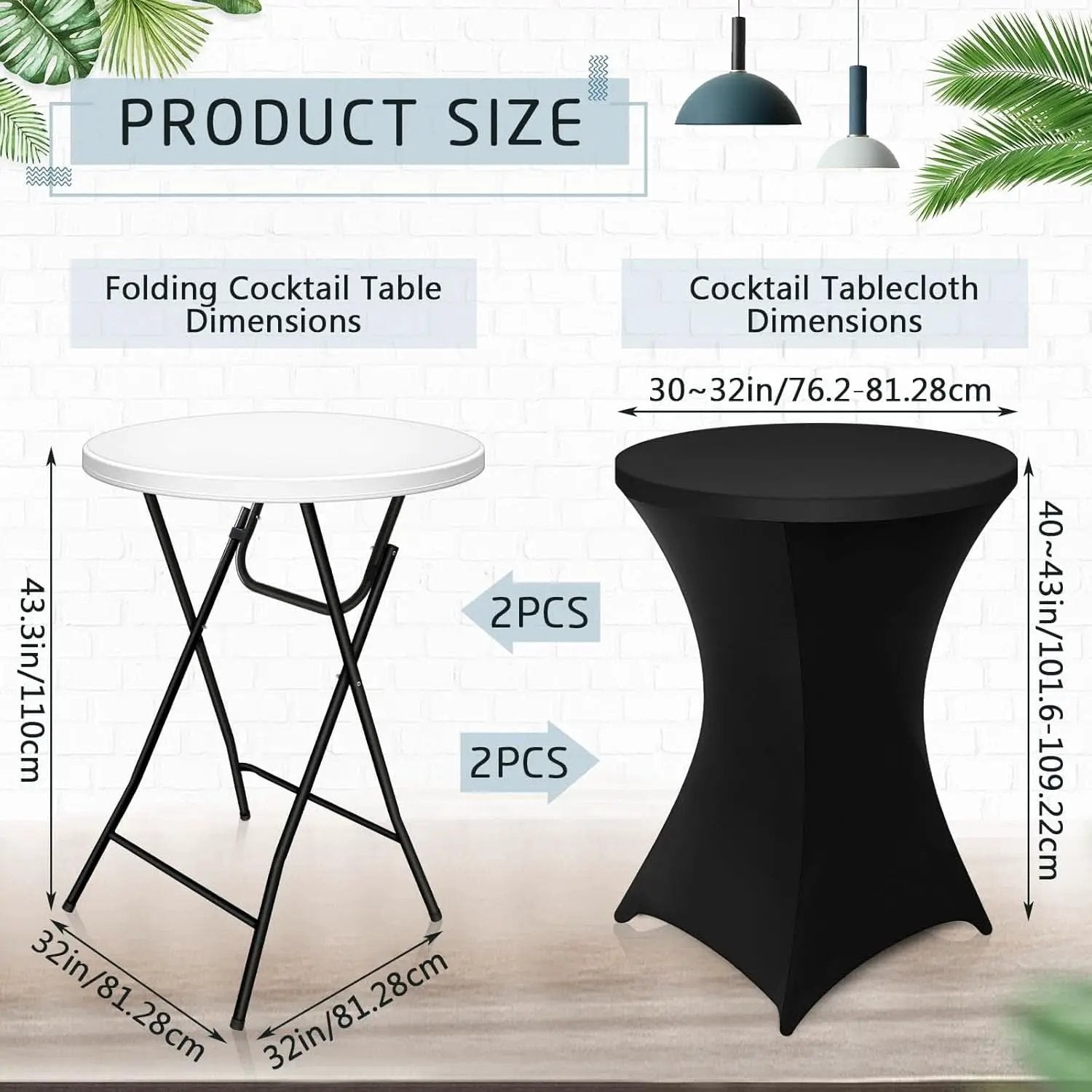 32 Inch Bar Height Folding Cocktail Tables Removable Legs from PriceLows™