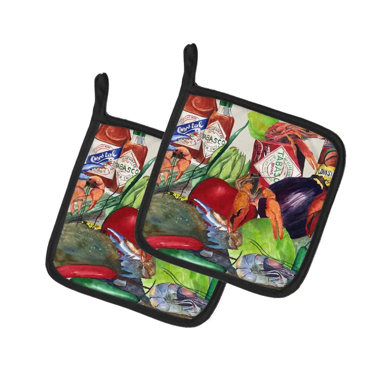 Pot Holder Set of 2 | Heat Resistant Quilted Hot Pads | 7.5 x 7.5 Inch | Louisiana Spices (Style 2)