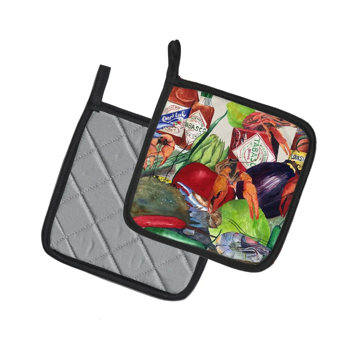 Pot Holder Set of 2 | Heat Resistant Quilted Hot Pads | 7.5 x 7.5 Inch | Louisiana Spices (Style 2)