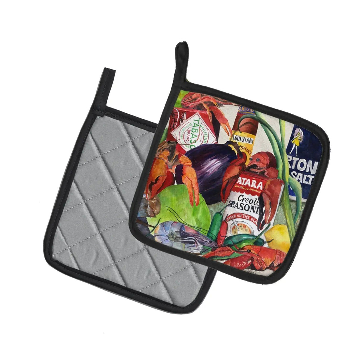 Pot Holder Set of 2 | Heat Resistant Quilted Hot Pads | 7.5 x 7.5 Inch | Louisiana Spices (Style 3)