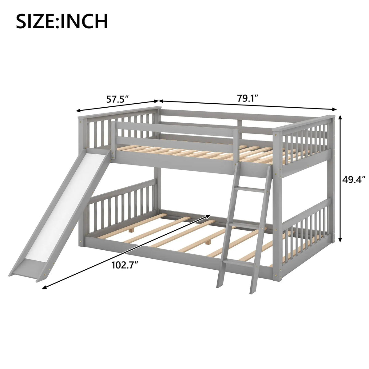 Bunk Bed | Convertible Slide And Ladder | Solid Pine Wood | Easy Access Design