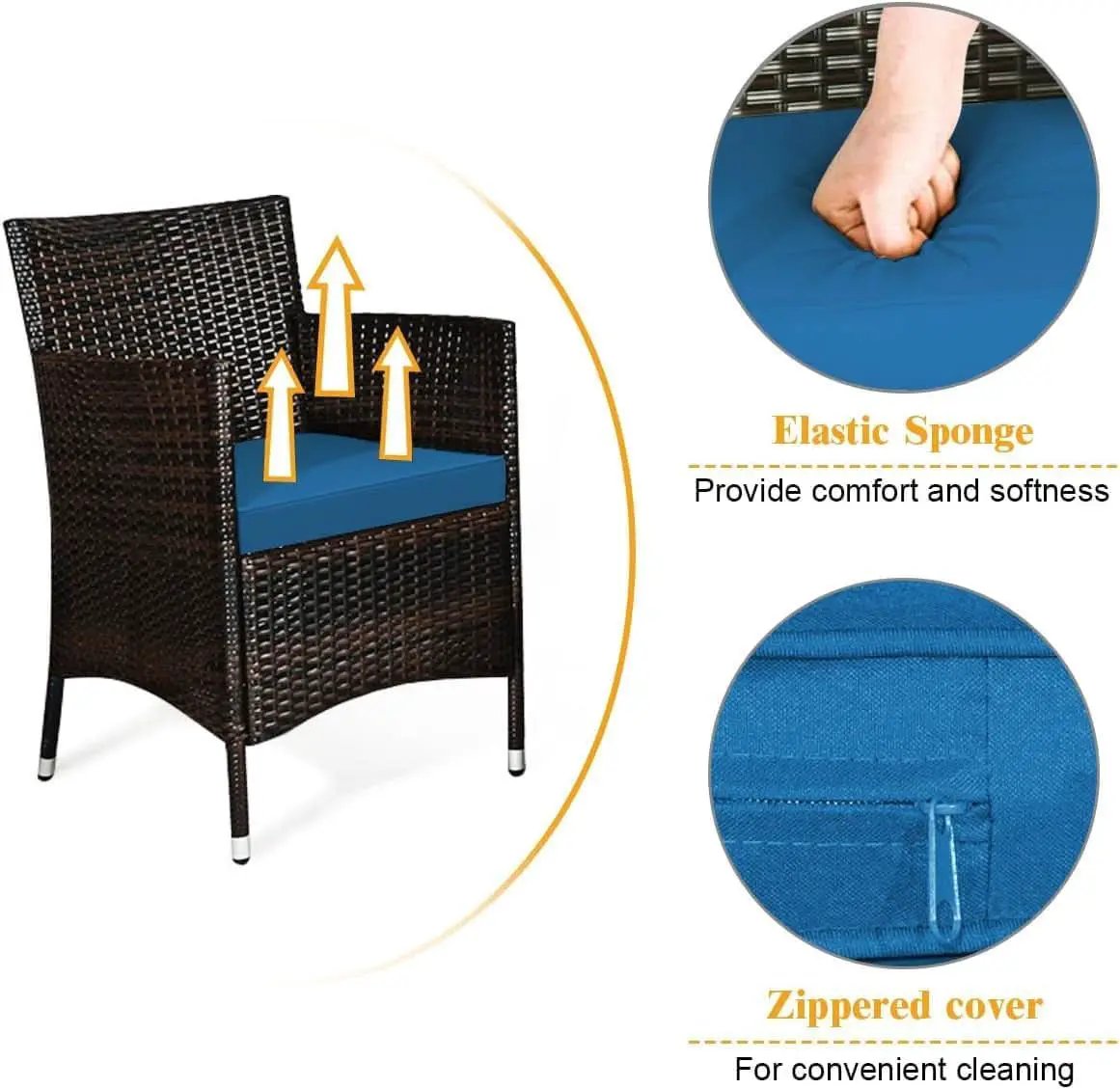 Peacock Blue 4 Piece Rattan Patio Furniture Set With Sectional Sofa from PriceLows™