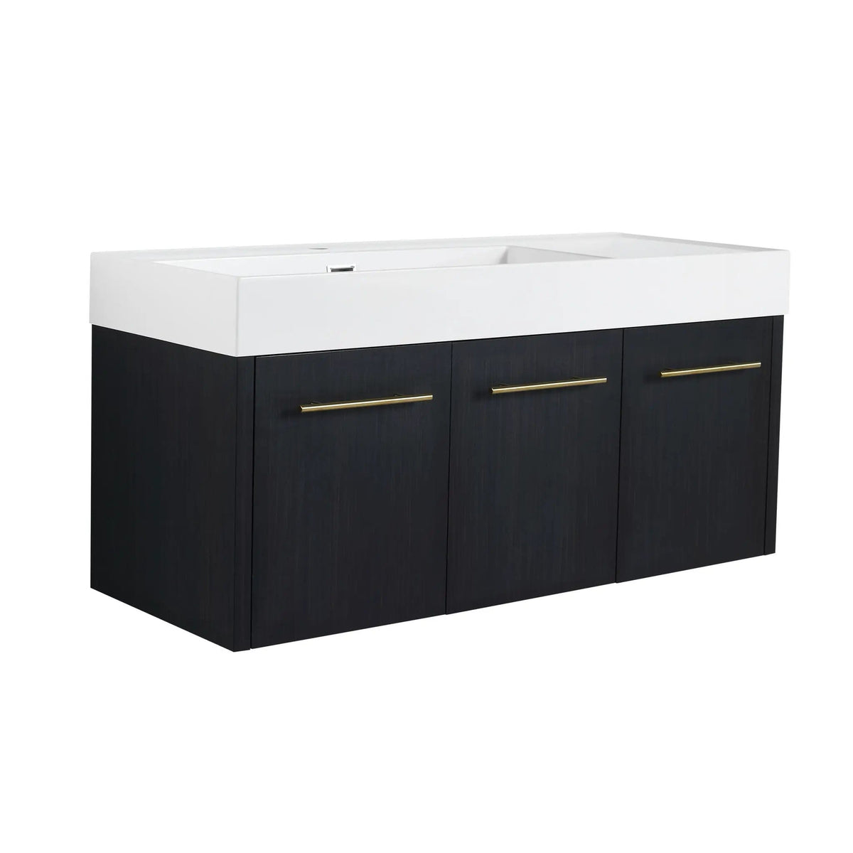 Contemporary 48" Wall Mounted Bathroom Vanity With Resin Sink And Soft Closing Doors | 47.3 x 18.1 x 22.4 in | Stainless Steel & Plywood | Bathroom
