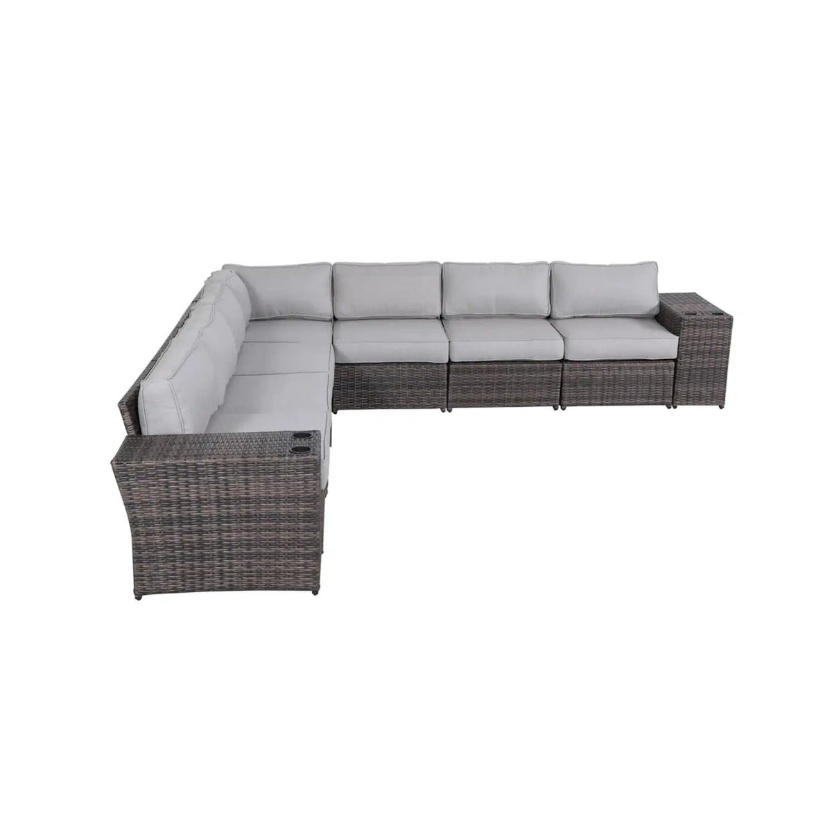 Modern Rattan Wicker Seating Group With Cushions Stationary Sectional | 102 x 102 x 26 in | Rattan & Wicker | Living Room
