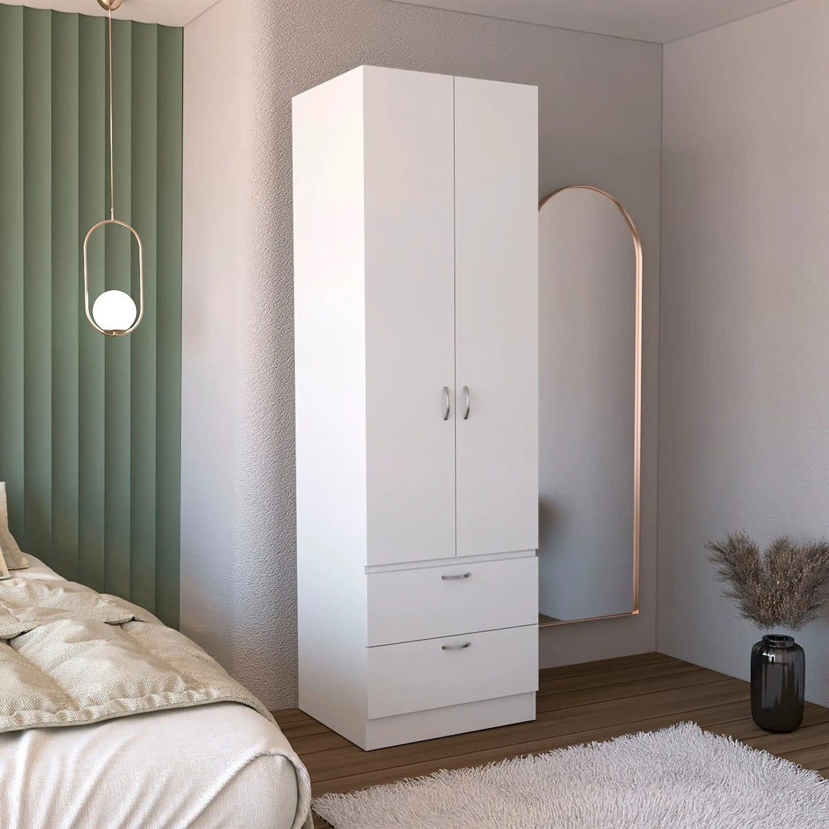Armoire Organiser, Two Shelves, Rod, Double Door Cabinet Armoire Wardrobe | 2 Pieces | Bedroom Furniture | Bedroom