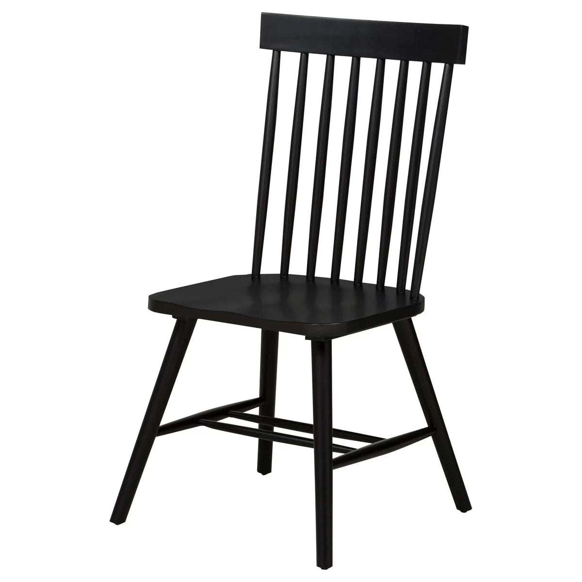 Andrews Windsor Spindle Back Dining Side Chair Black (Set of 2) | 19 x 21.25 x 39.25 in | Rubberwood & Veneer | Dining Room