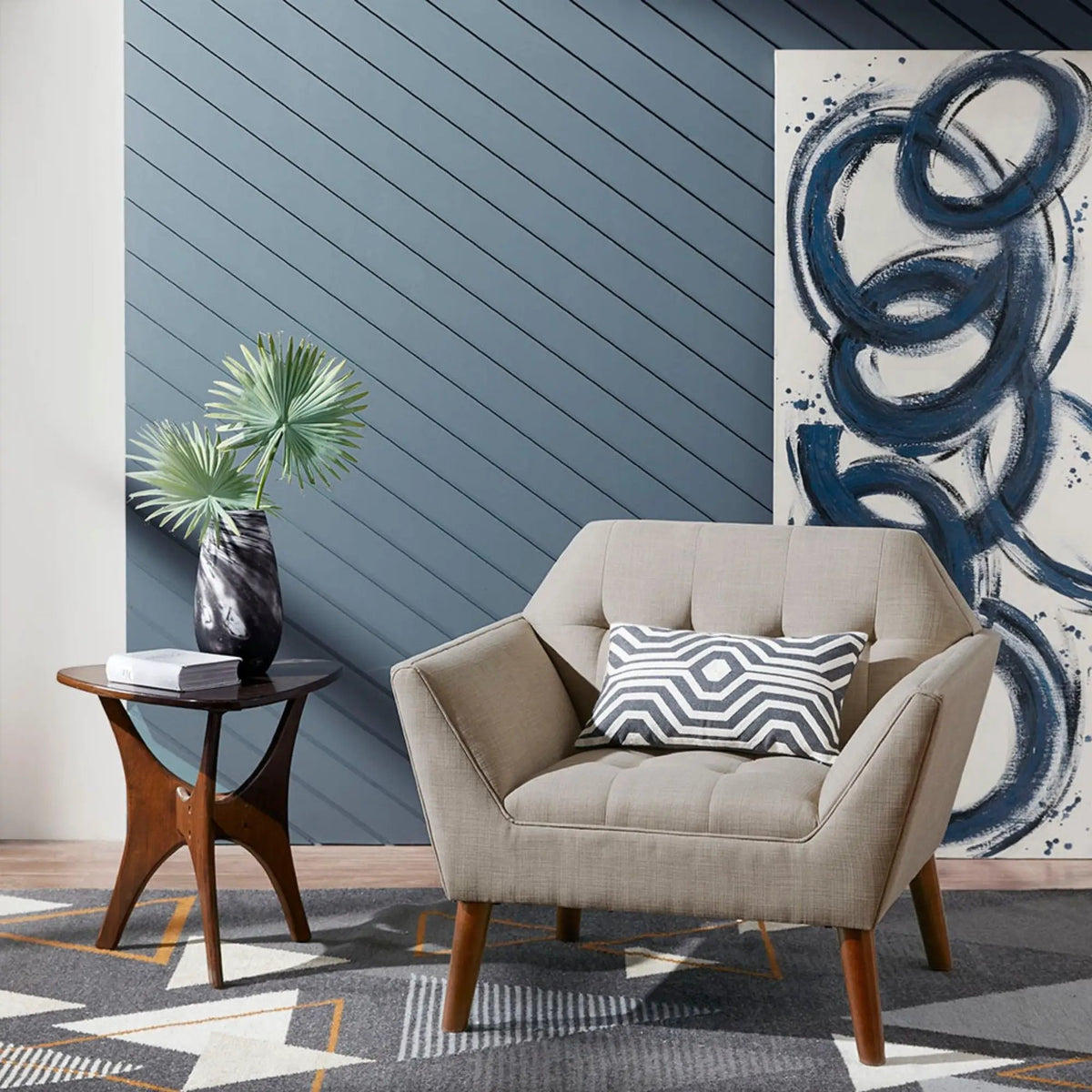 Modern Lounge Chair | Button Tufting | Mid-Century Design | Comfortable Armrests