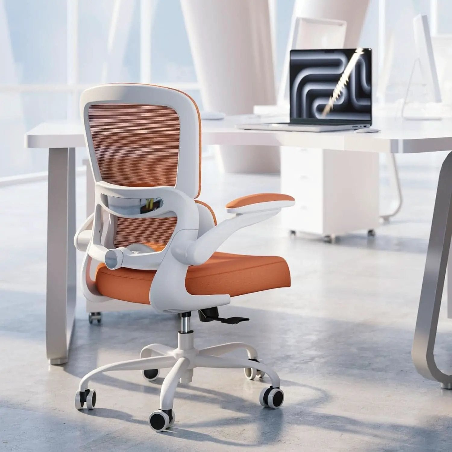 Ergonomic Office Chair With Adjustable Lumbar Support Orange Mesh Desk Chair from PriceLows™