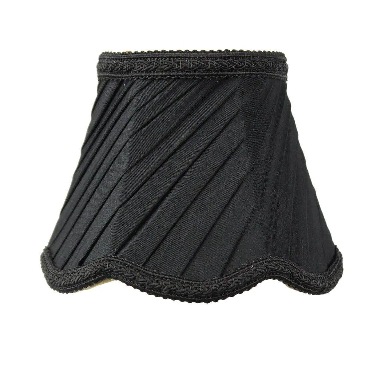 Clip On Candelabra Lampshades | Set Of 6 | 5X4 Inch | Black Shantung Fabric