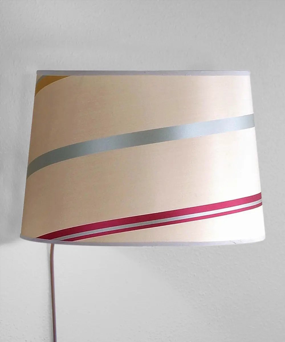 Floating Wall Light | Silk Drum Shade | 12 Foot Cord | 12X14 Inch