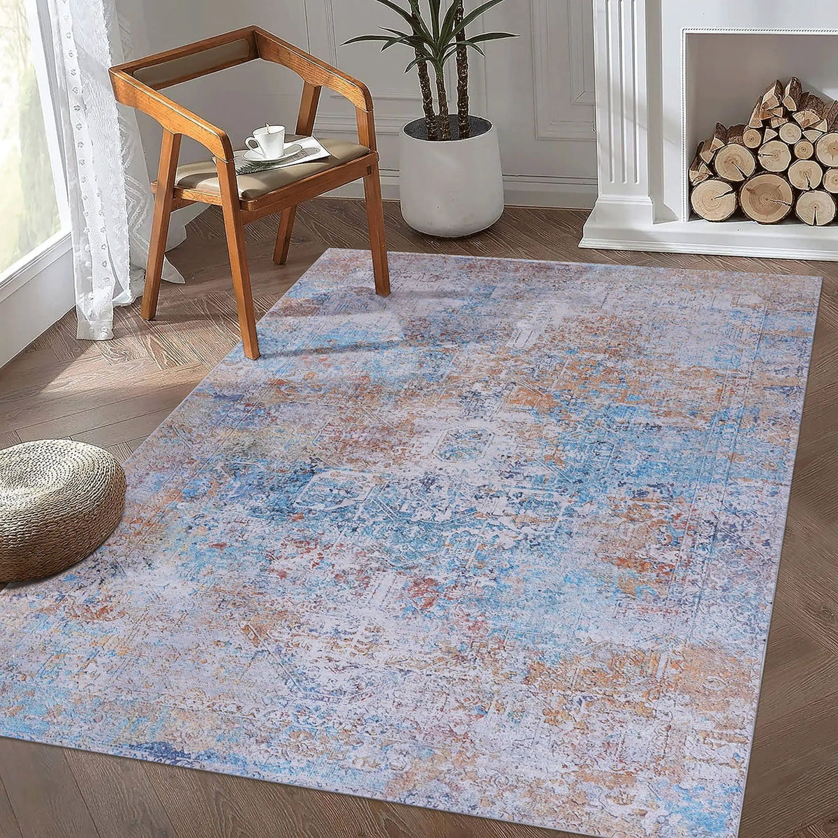Maval 8' X 10' Washable Area Rug | 120 x 96 x 0.14 in | Cotton | Yellow