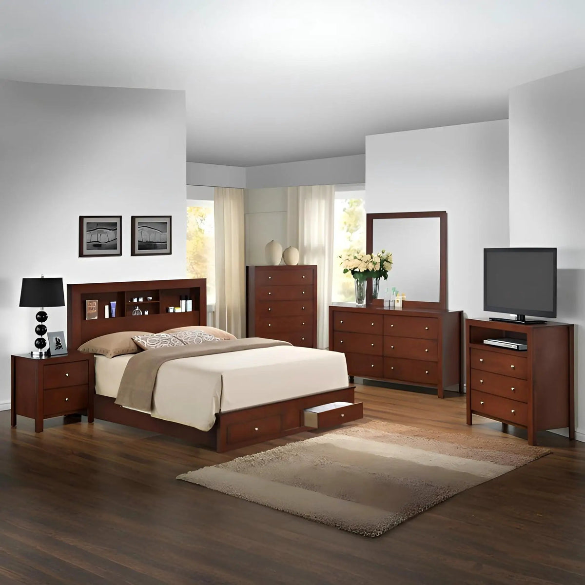 Modern Storage Bed | Ample Bedroom Storage | Wood And Manufactured Wood | 81 Inch Length