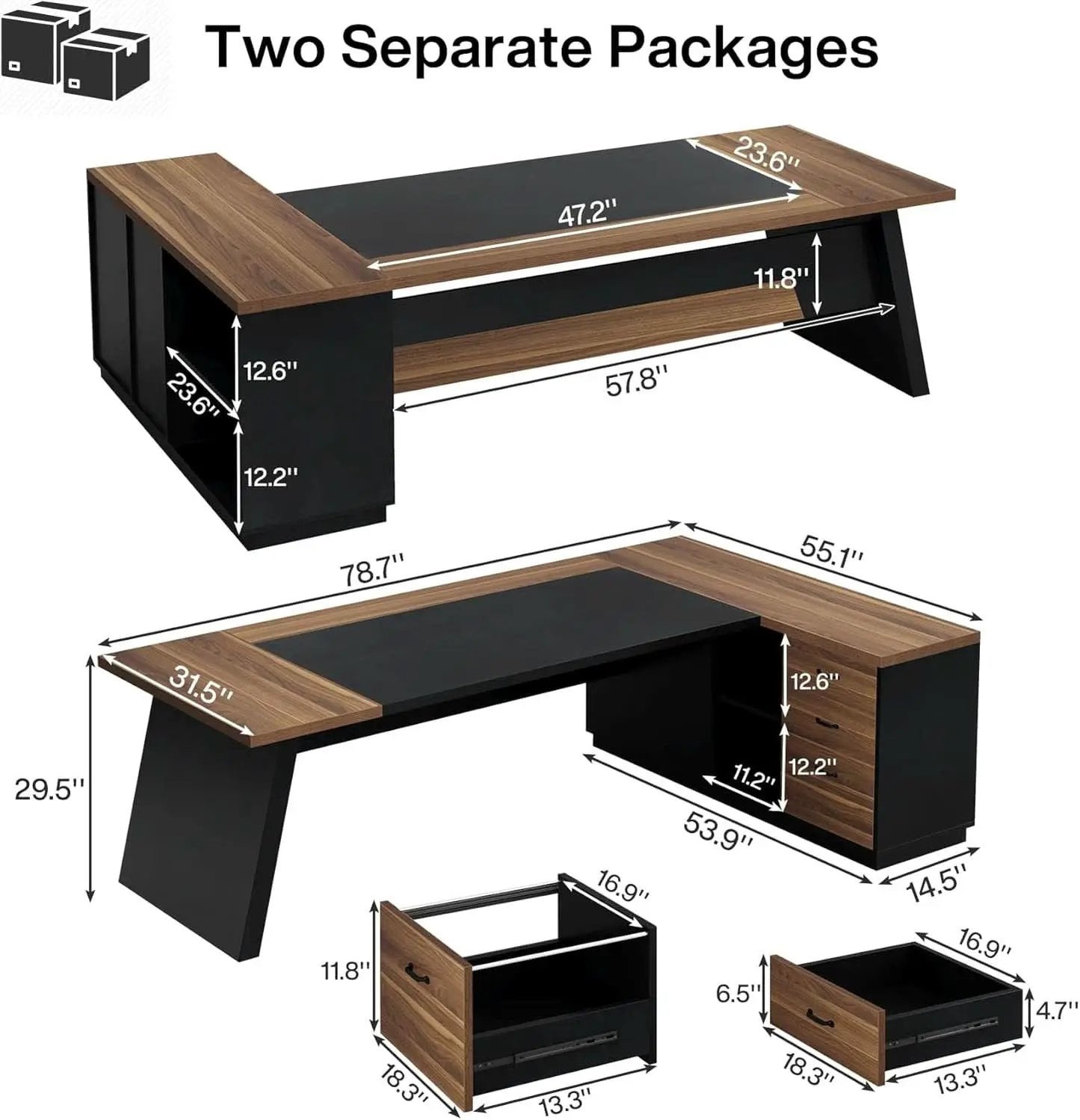 78 Inch Executive Desk Featuring Ample Storage Cabinets from PriceLows™