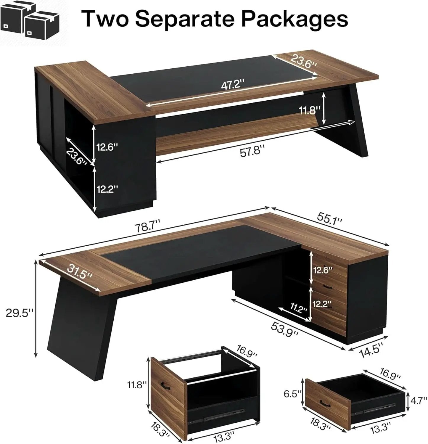 78 Inch Executive Desk Featuring Ample Storage Cabinets from PriceLows™