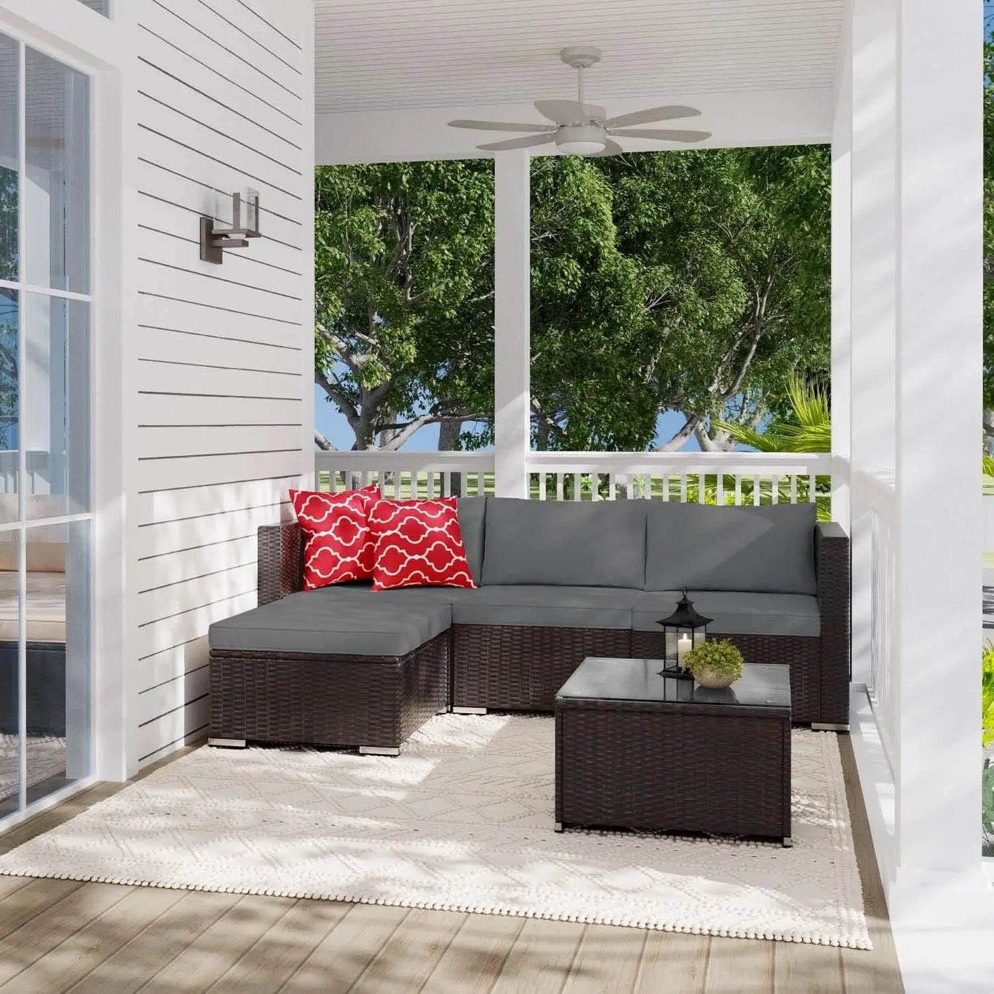 Outdoor Patio Conversation Set All Weather Gray Sectional from PriceLows™