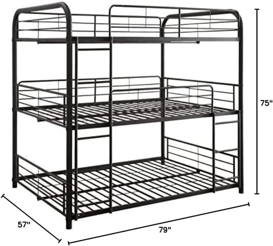 Cairo Metal Frame Full Triple Bunk Bed Sandy Black from PriceLows™