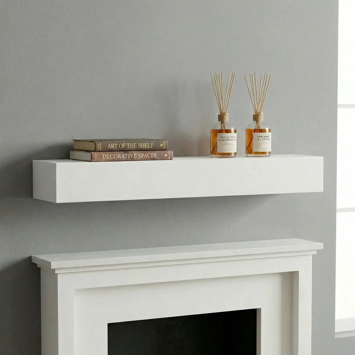 Fireplace Mantel Floating Shelf | 50 Lb Heavy Duty | Rustic Modern