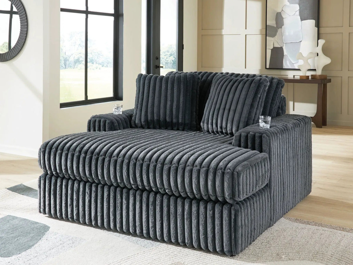 Midnight Madness Oversized Chaise | Jumbo Corduroy Upholstery | Plush Cozy Seating | 64 Inch Length