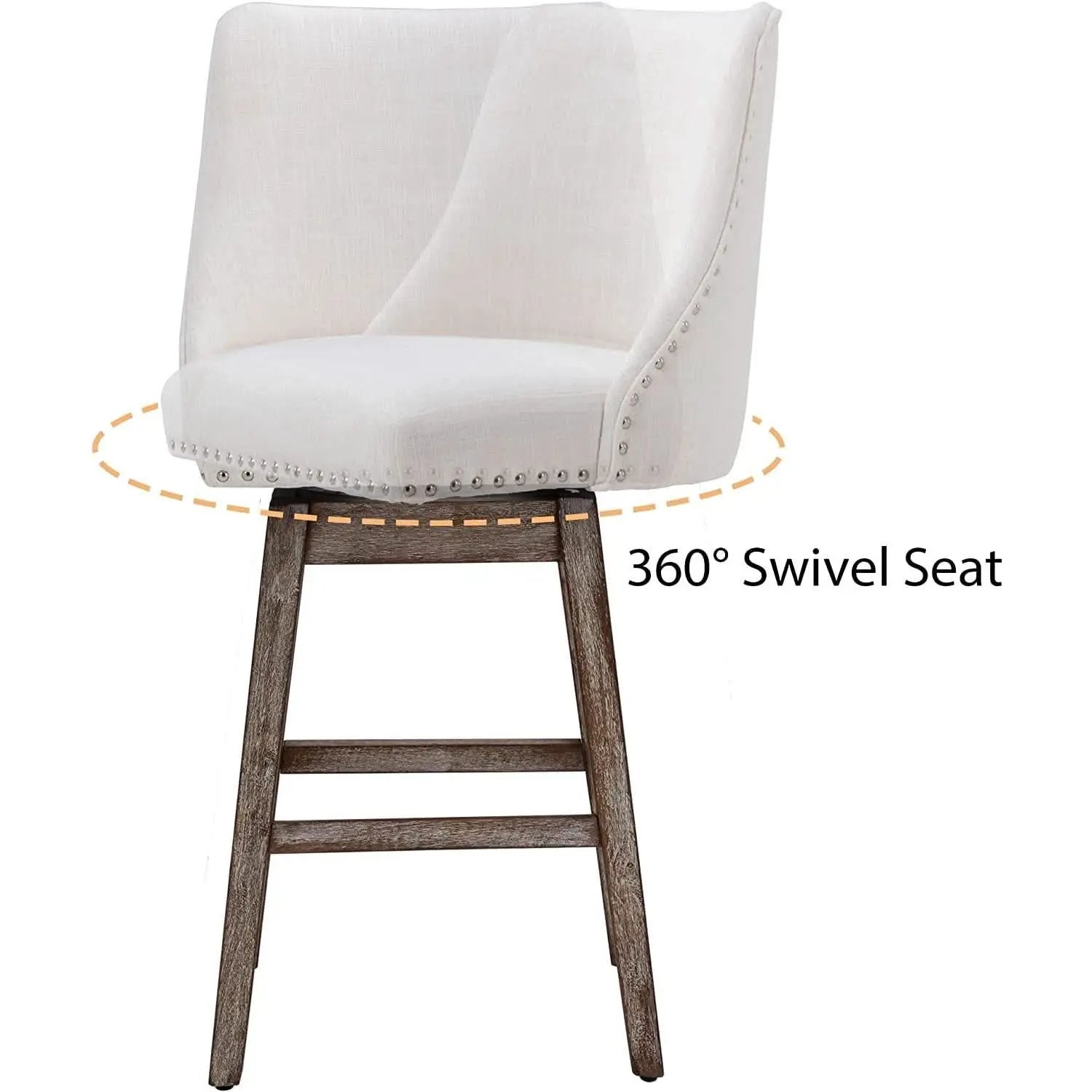 Swivel Upholstered Bar Stool With Back Wood Legs Set Of 4 from PriceLows™