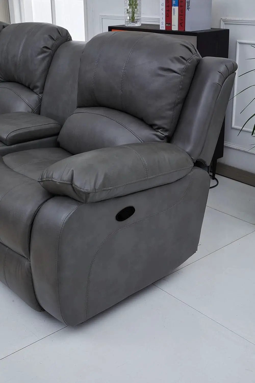 Bonded Leather Sectional Sofa Grey Power Reclining from PriceLows™