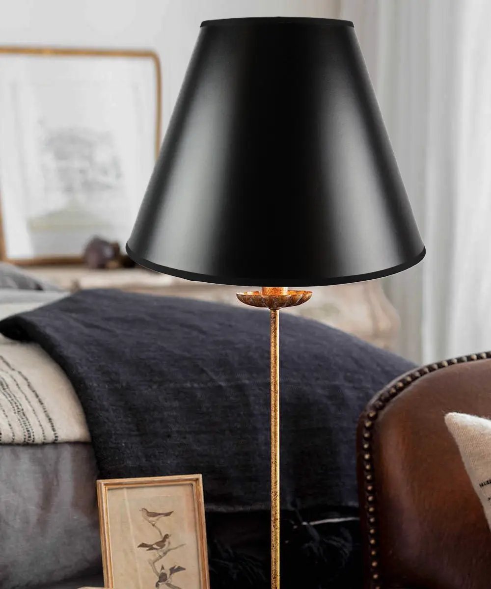 Empire Lampshade | 14W X 11H | Black With Gold Lining | Hardback