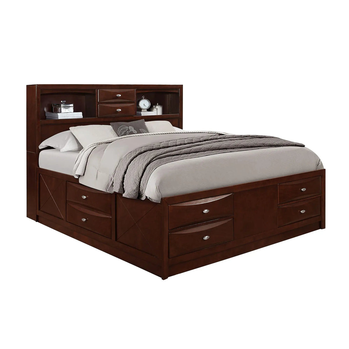 Lucille Storage Bed | Bookcase Headboard | Six Drawers | Fully Slatted Design