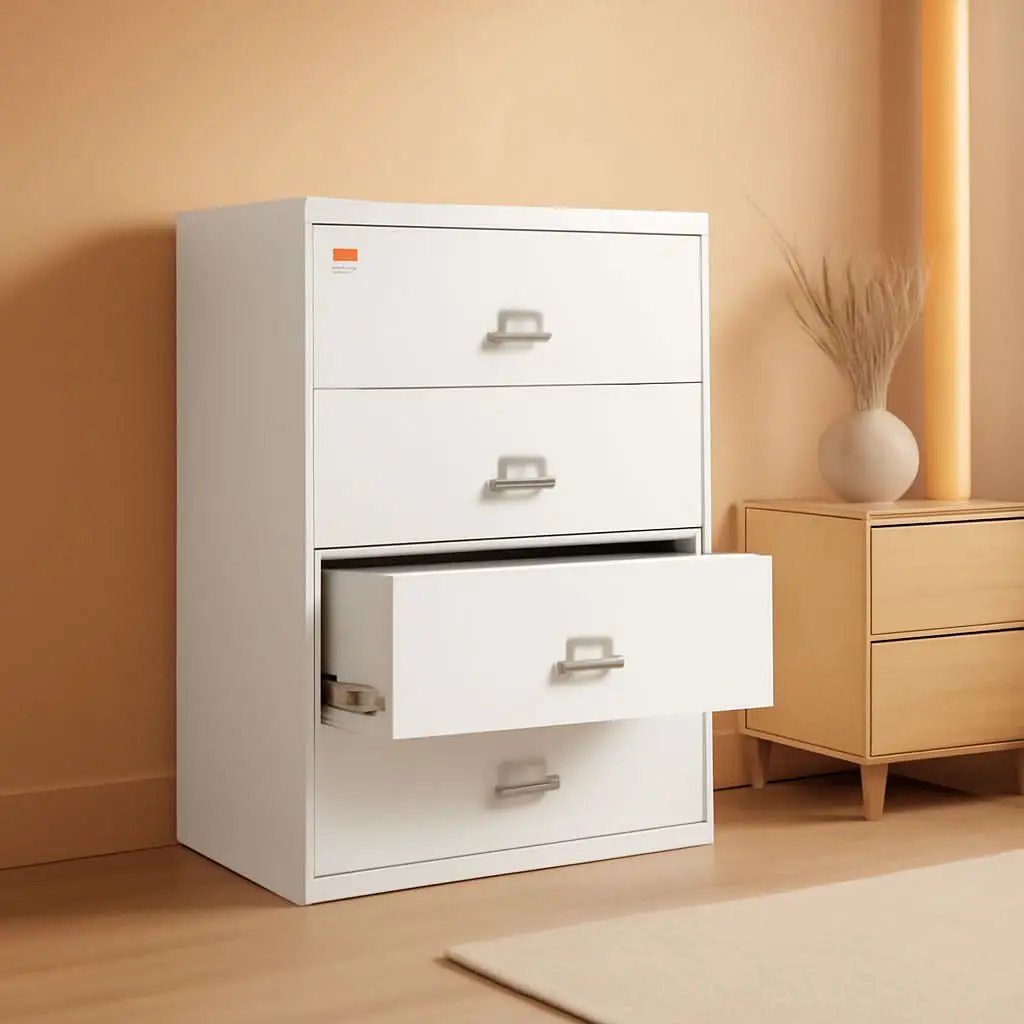 White 4 Drawer Fire Safe Lateral File Cabinet 1 Hour from PriceLows™