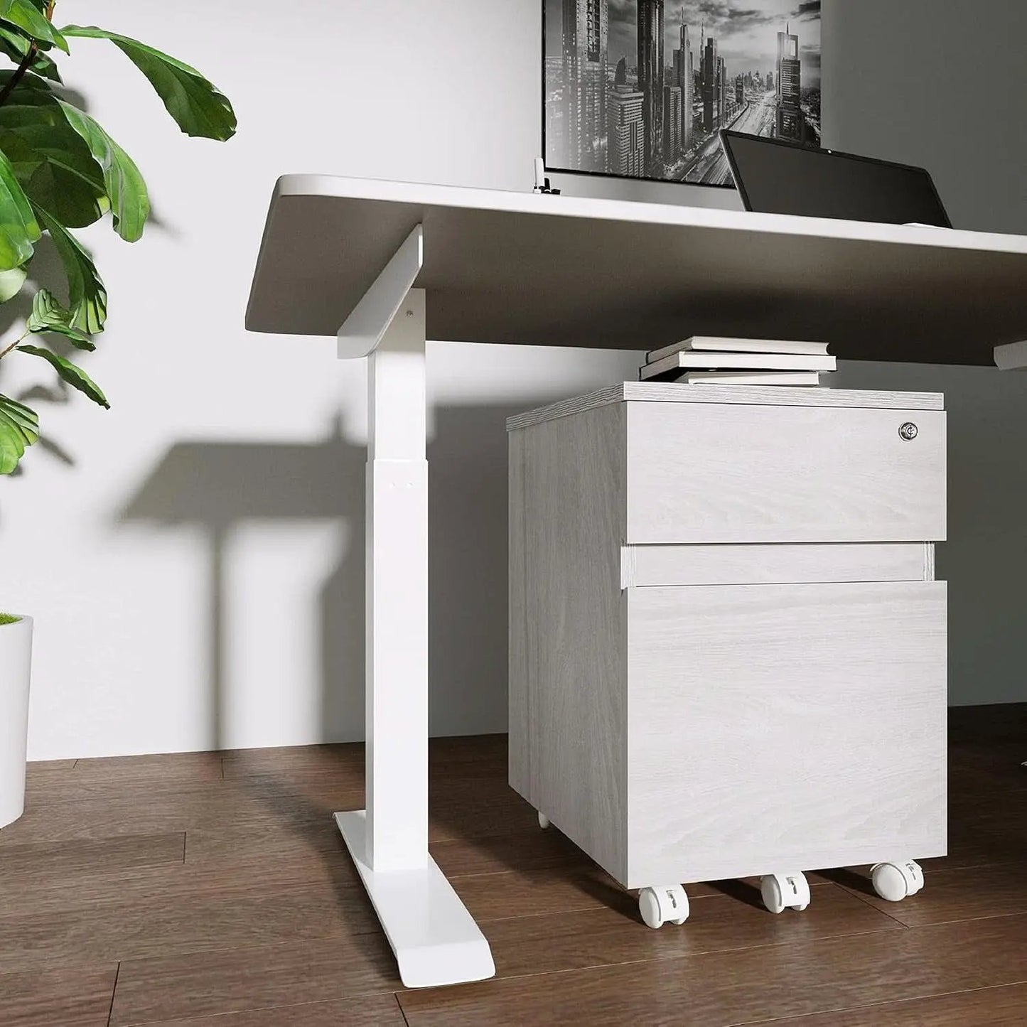 Grey Rolling Locking Two Drawer Vertical Filing Cabinet from PriceLows™