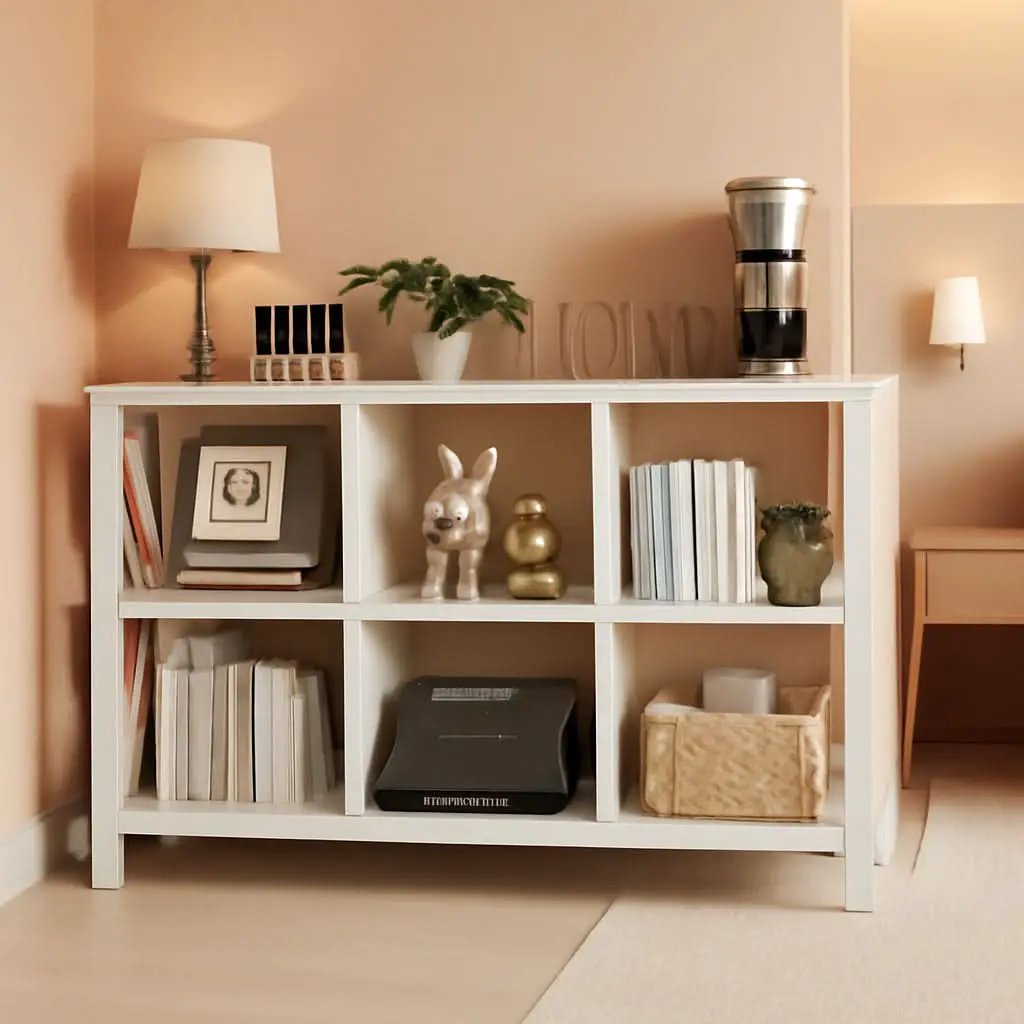 Six Cube Storage Organizer White Oak 47 Inch Bookshelf from PriceLows™