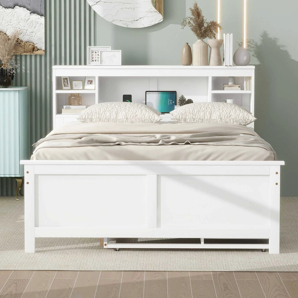 Platform Bed | Storage Headboard | USB Ports | Twin Trundle